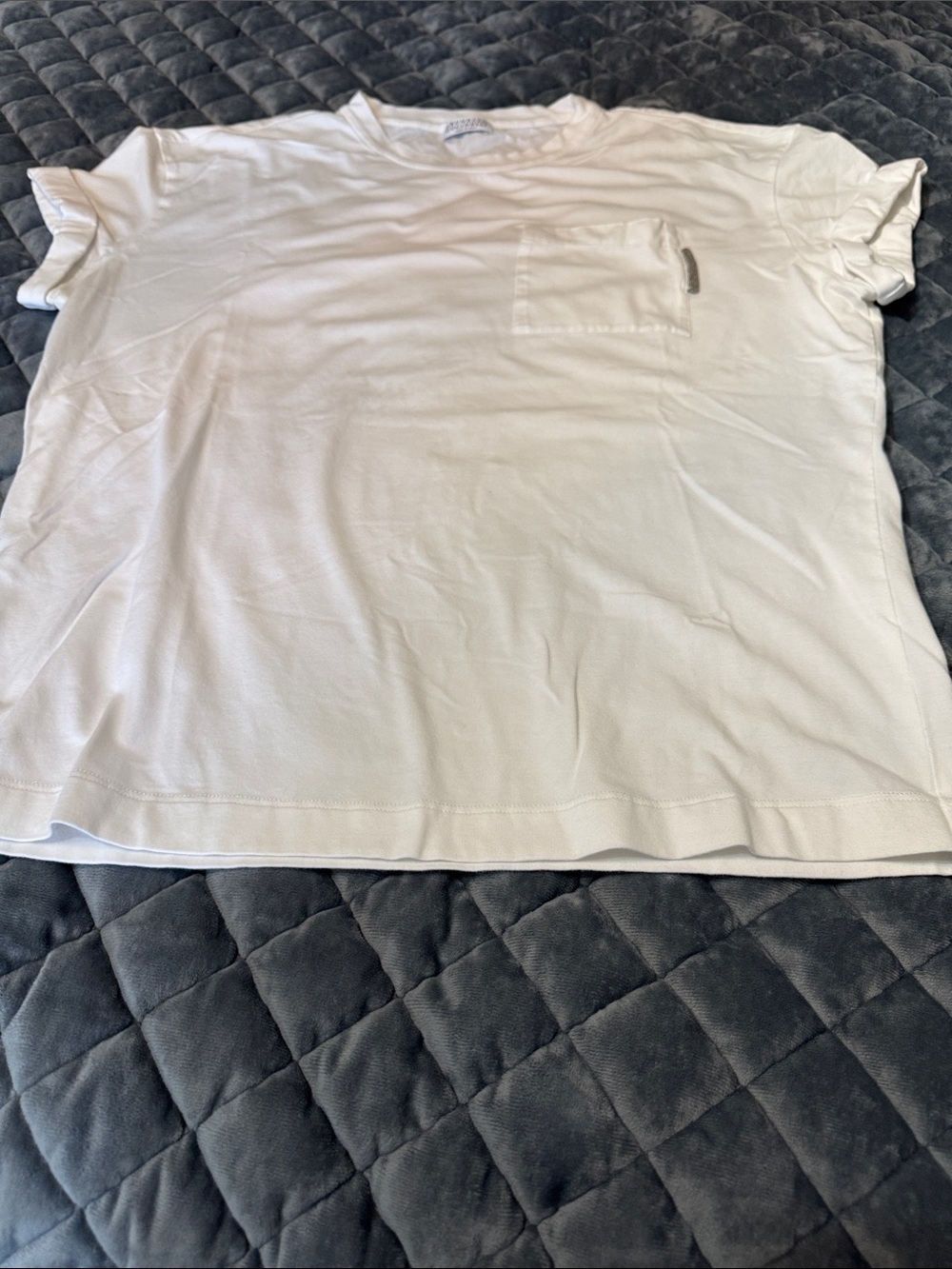 Brunello Cucinelli Cream Logo Crewneck Tee